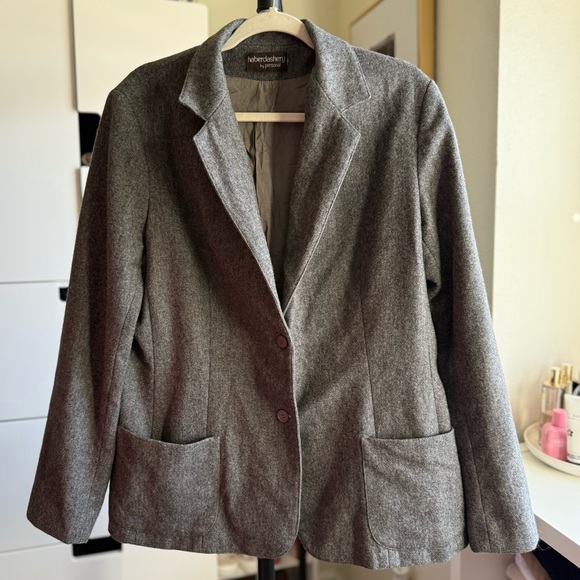 Vintage Haberdashery by Personal Gray Wool Women's Jacket Blazer Suit Size Large - Picture 1 of 3